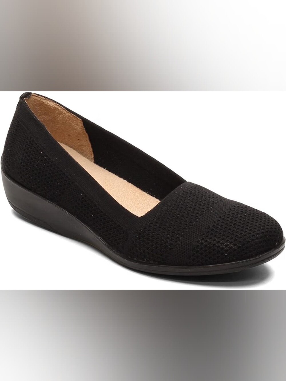 Life Stride Womens Black Knit Immy Comfy Support Shock Absorb Slip-On Ballet, 8M